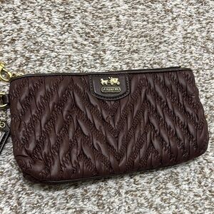Coach Brown Quilted Wristlet
